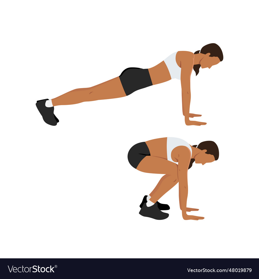 Woman doing snap jumps exercise Royalty Free Vector Image