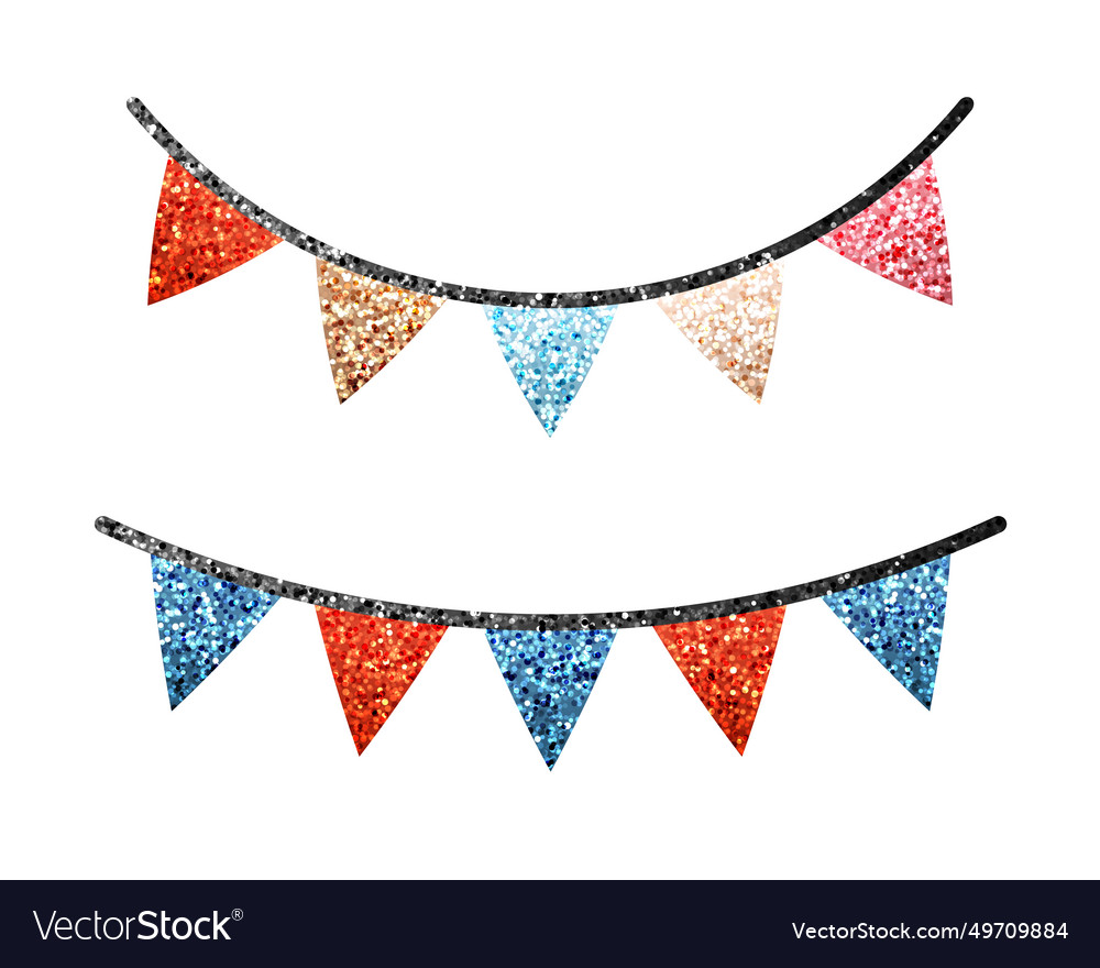 Carnival garland with colorful glittering flags