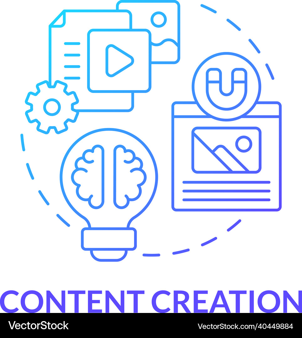 Content creation blue gradient concept icon Vector Image