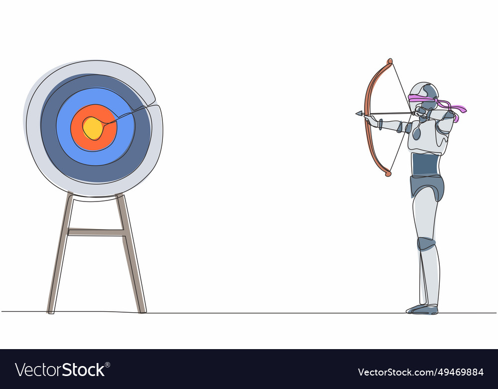 Continuous one line drawing blindfold robot vector image Continuous one line drawing blindfold robot