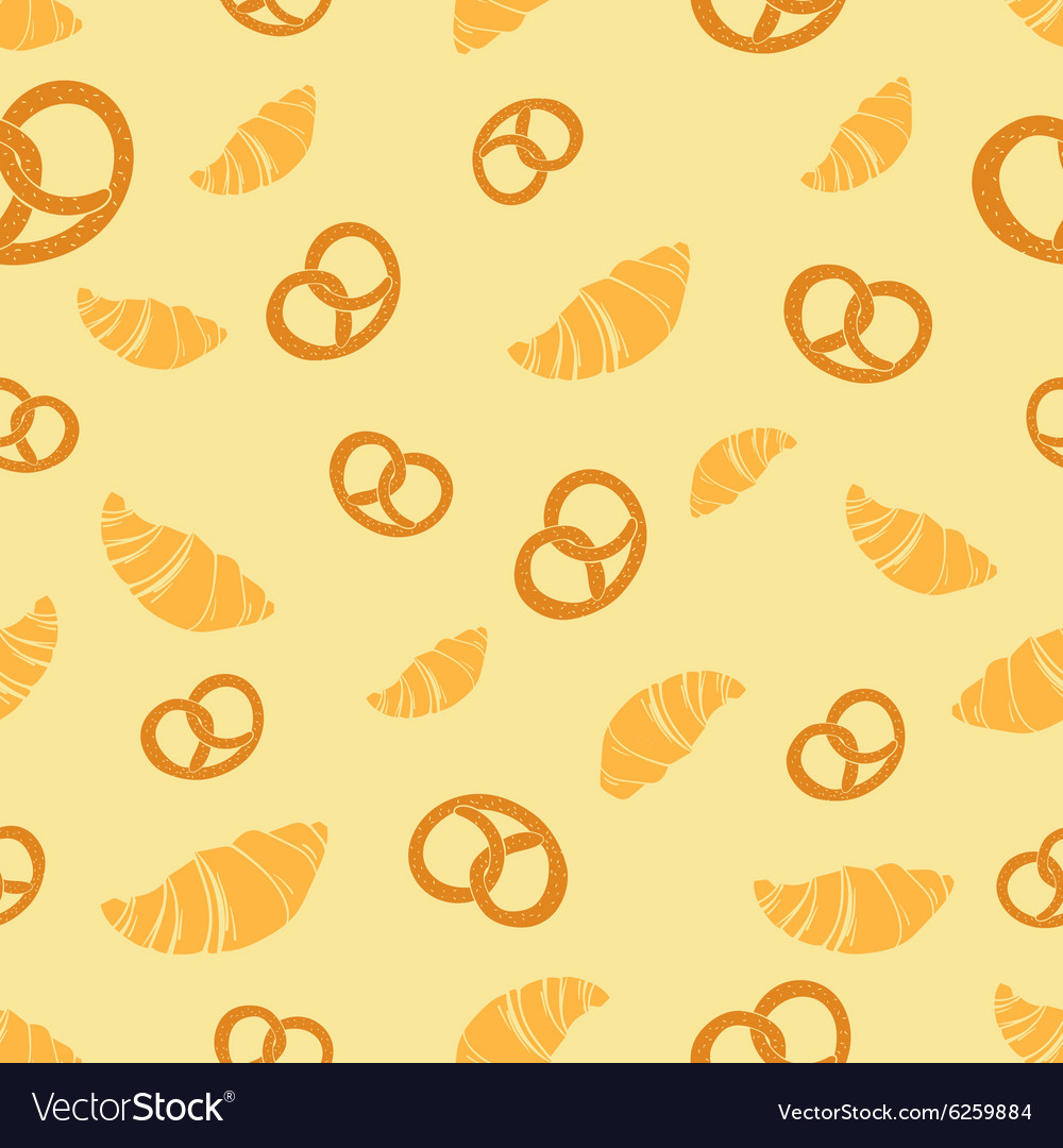 Croissant pretzel seamless pattern