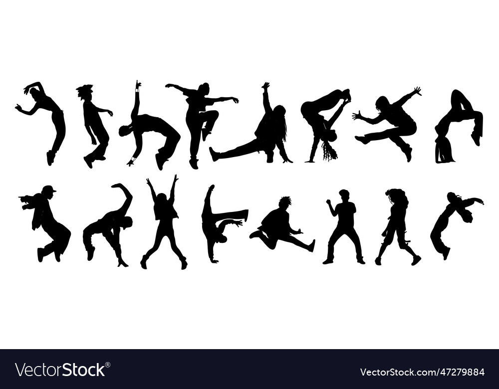 Tanzen Menschen Silhouetten Teenager Tänzer Hip Hop vector image Tanzen Menschen Silhouetten Teenager Tänzer Hip Hop