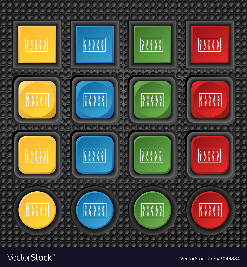 Dj console mix handles and buttons level icons set