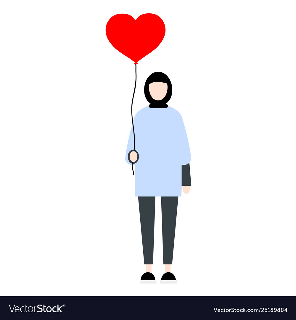 Female arabic millennial character holding a red Vector Image