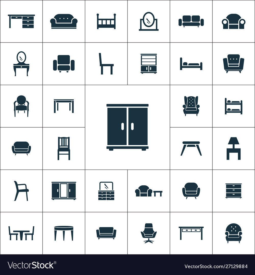 Furniture icons universal set for web and ui