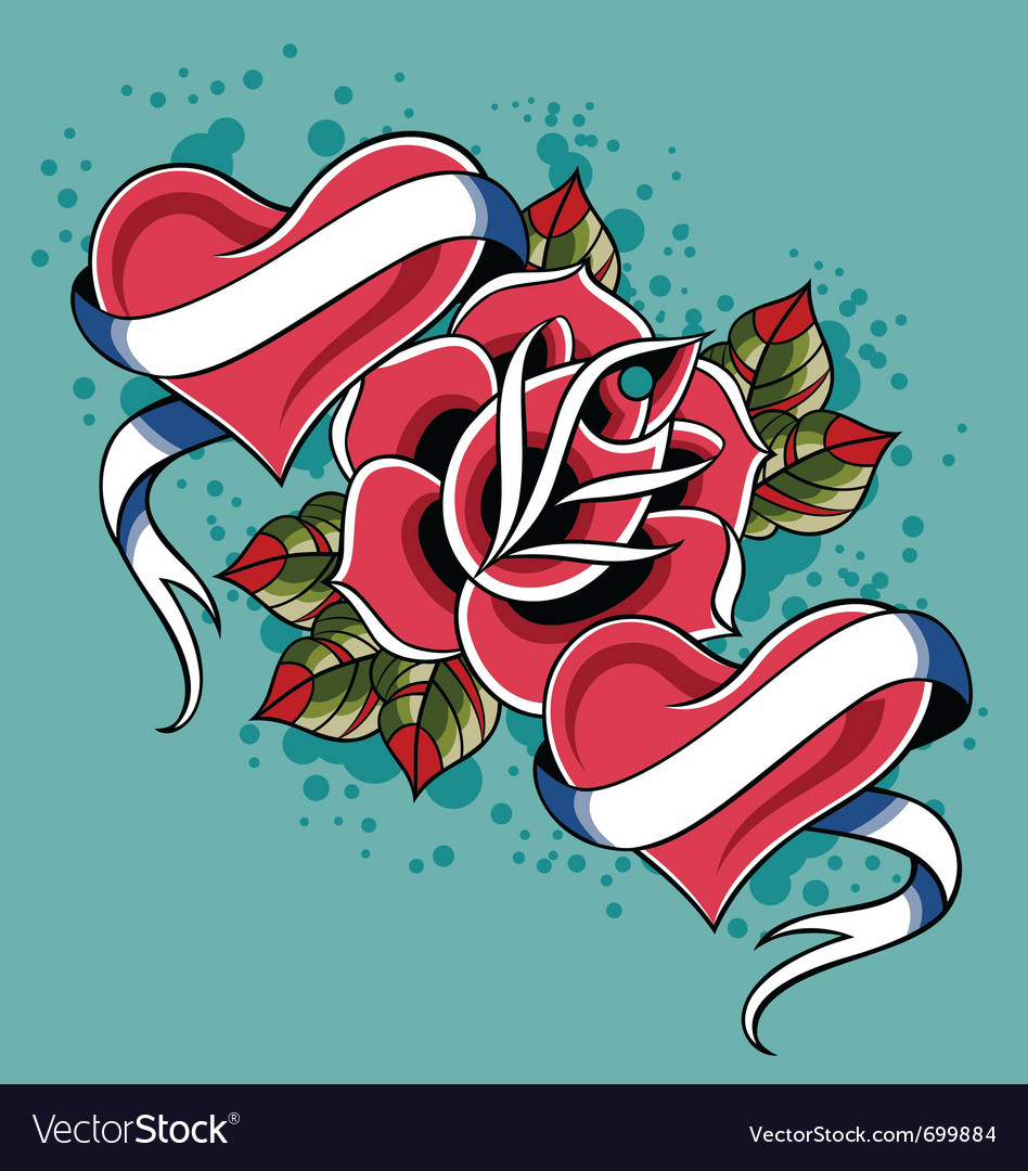 Download Heart rose tattoo Royalty Free Vector Image - VectorStock