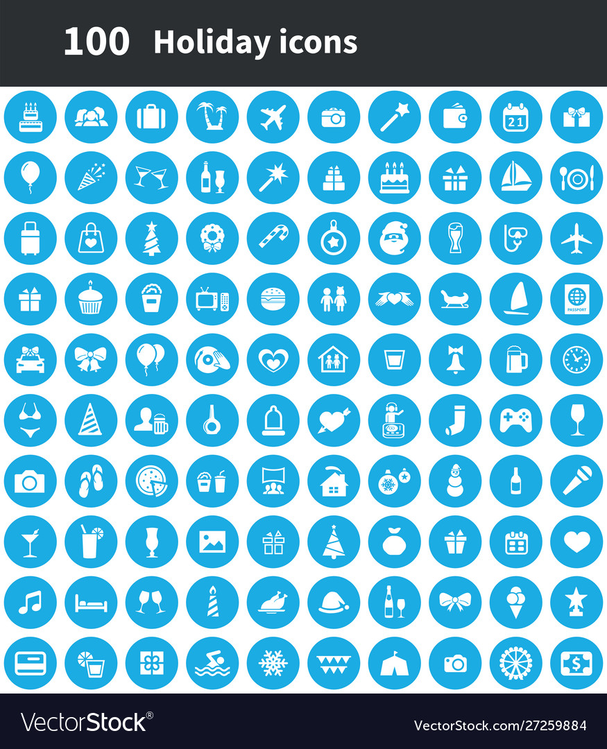 Holiday 100 icons universal set for web and ui