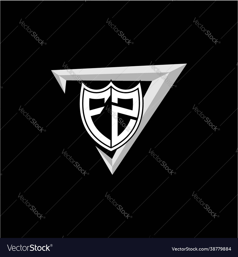 Initial letter f z shield shape with triangular