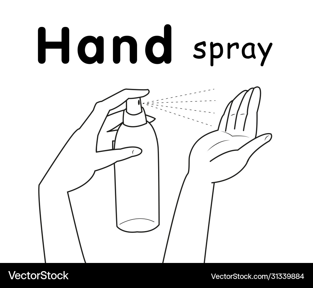 Line female hands holding a spray Royalty Free Vector Image
