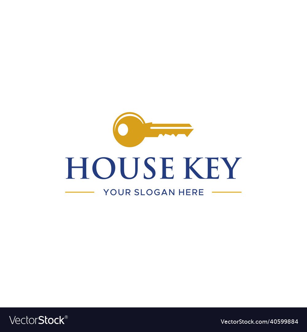 Minimalist house key locking wrench logo design Vector Image