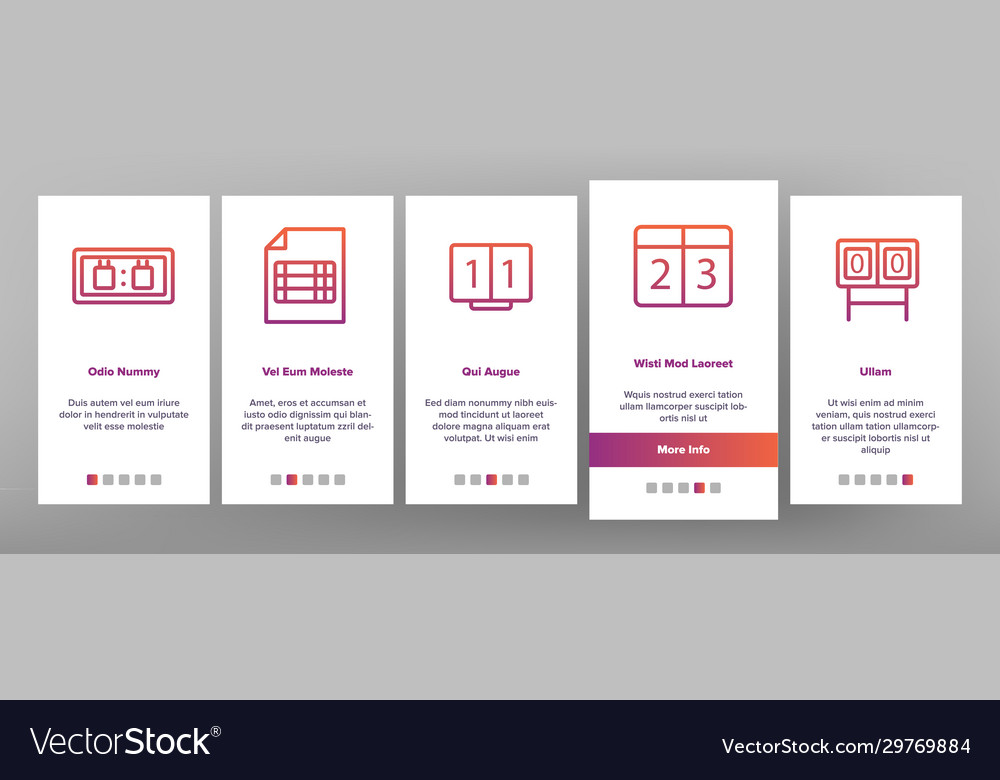 Scoreboard game tool onboarding icons set Vector Image Scoreboard game tool onboarding icons set