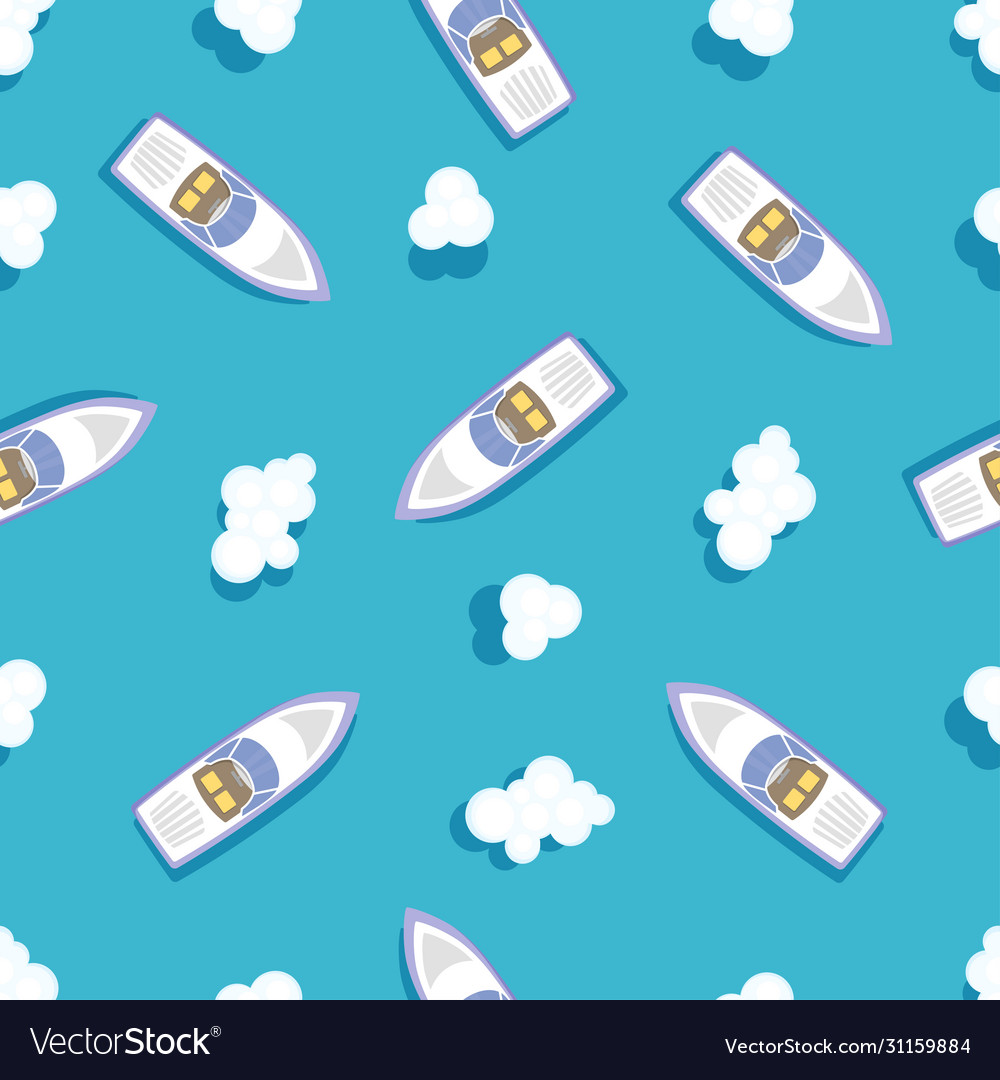 Seamless pattern ship floating in ocean