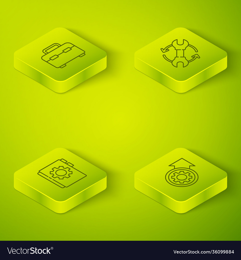 Set isometric wrench and arrows as workflow user vector image Set isometric wrench and arrows as workflow user