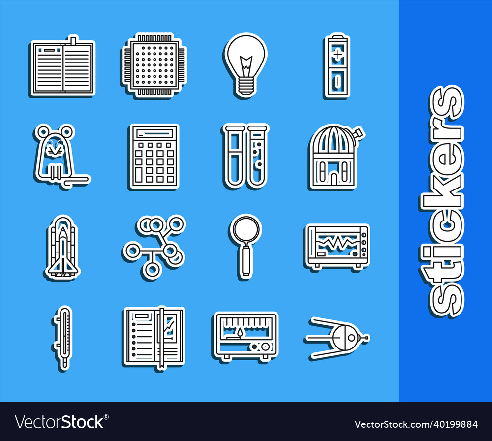 Set line satellite computer monitor vector image Set line satellite computer monitor