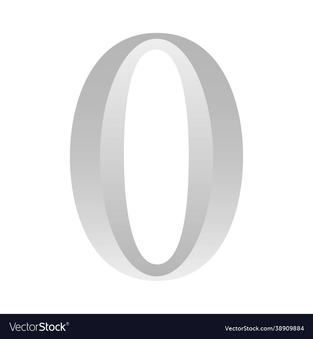 Silver number zero with gradient