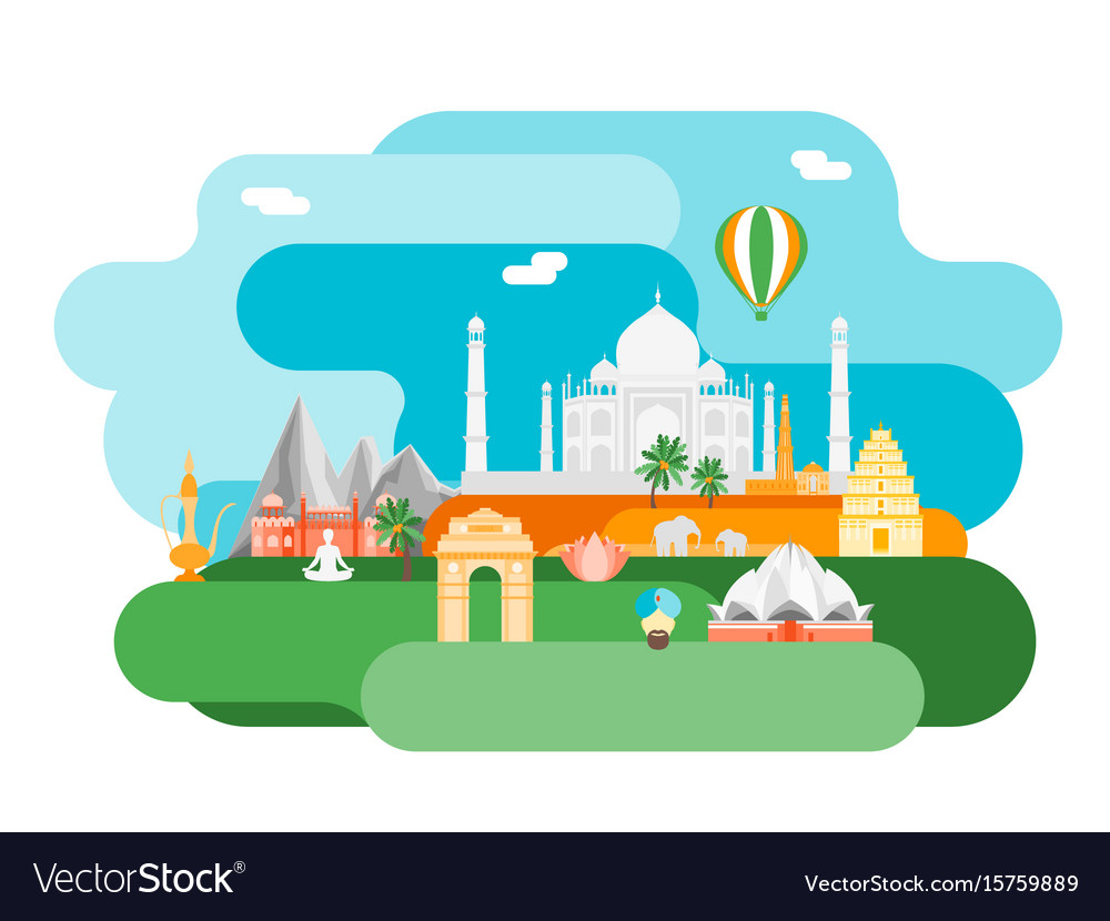 Cartoon symbol of india background tourism concept