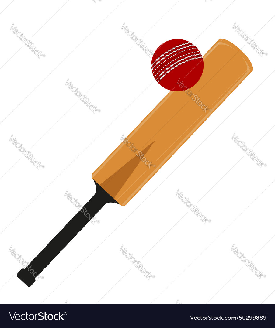 Cricket bat and ball for a sports game stock