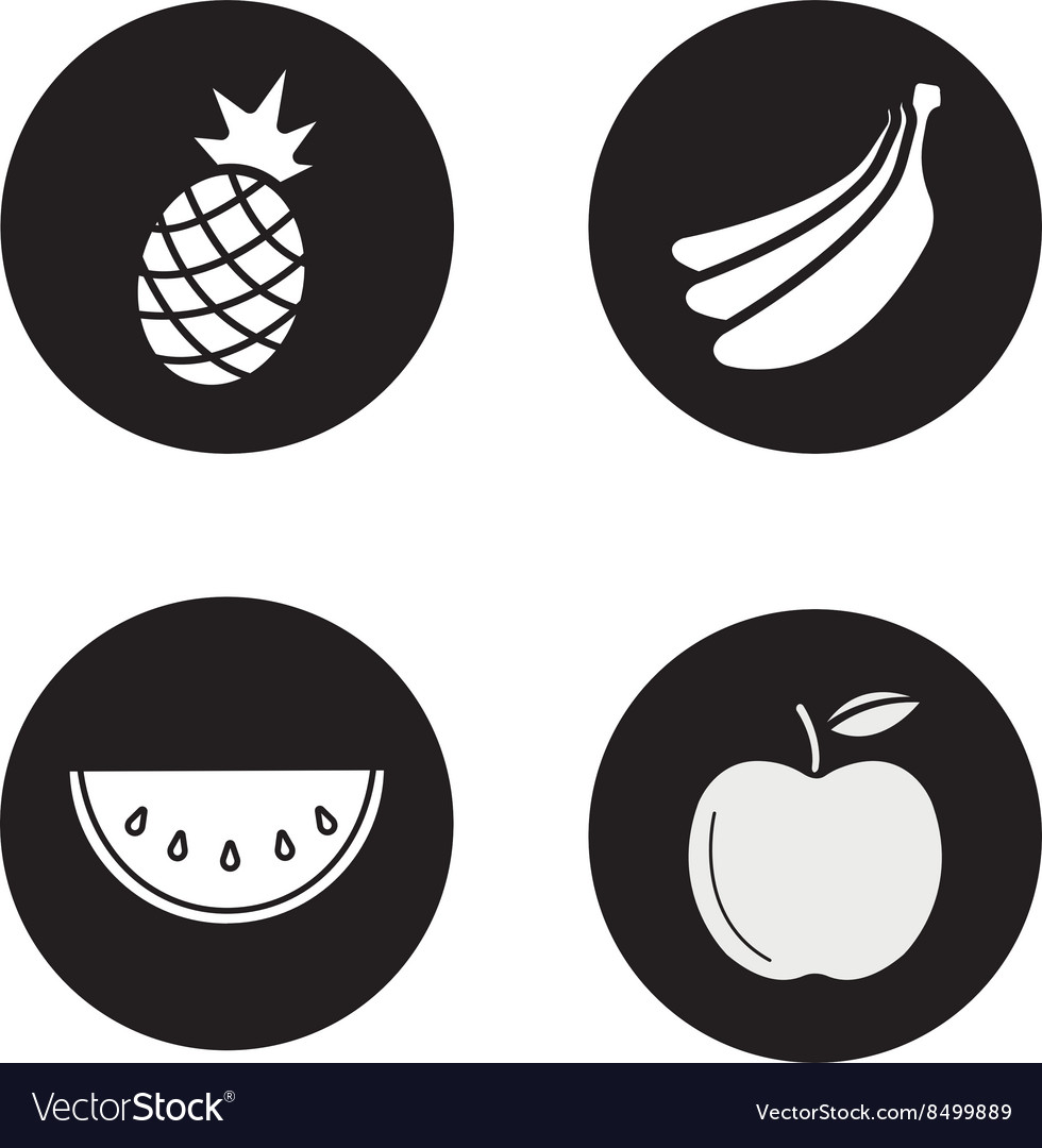 Frucht schwarze Icons Set