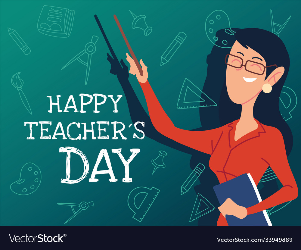 Happy teachers day card with woman