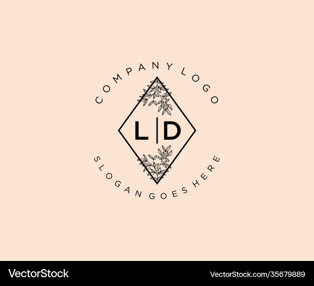 Initial ld letters beautiful floral feminine Vector Image