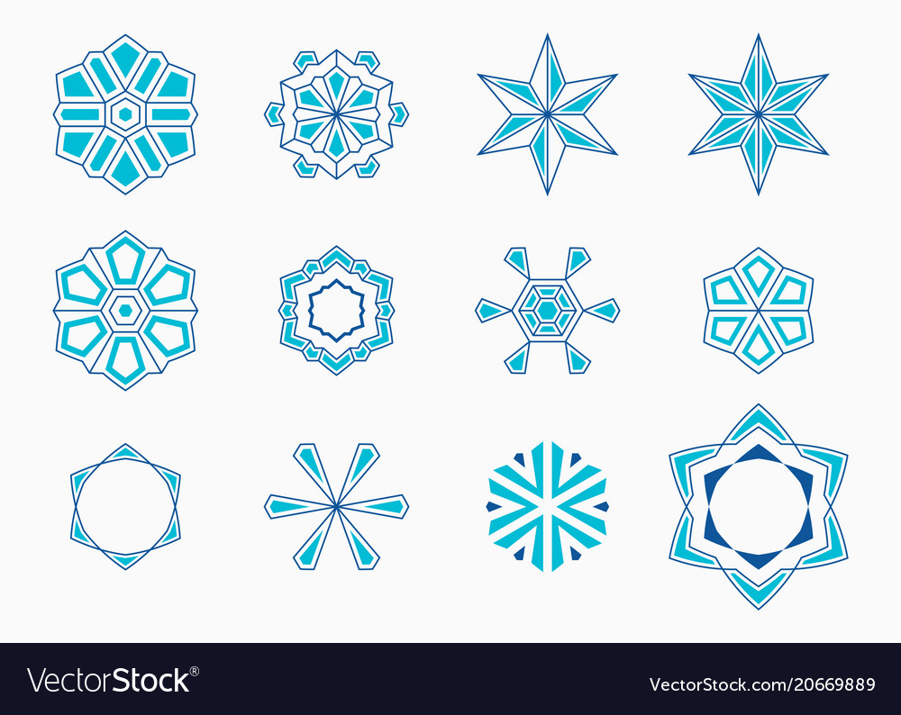 Set of abstract symmetric geometric shapes vector image Set of abstract symmetric geometric shapes