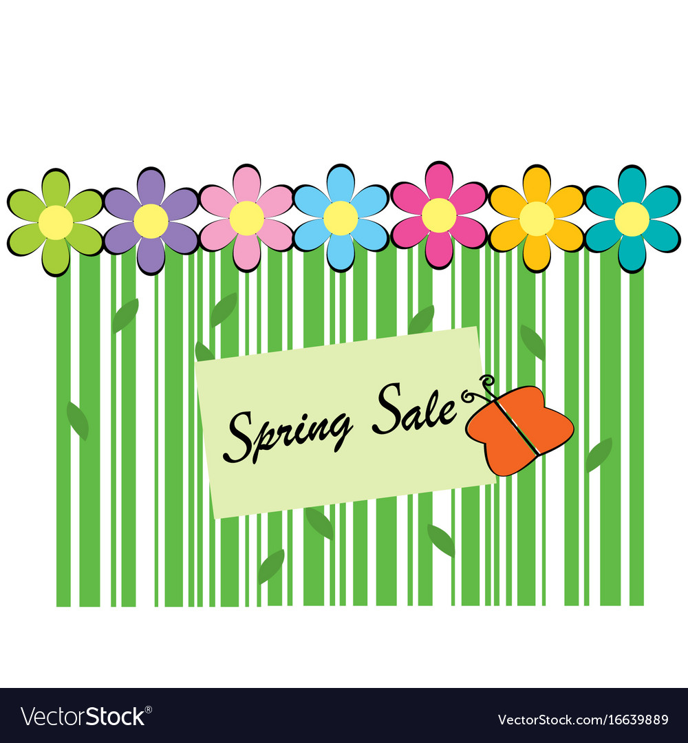 Spring sale background with bar code