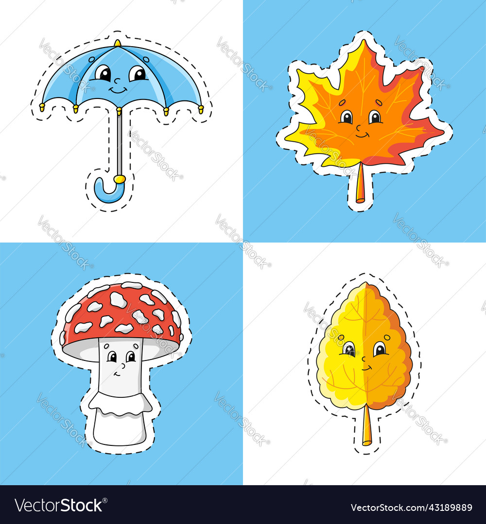 Sticker with contour cartoon character colorful