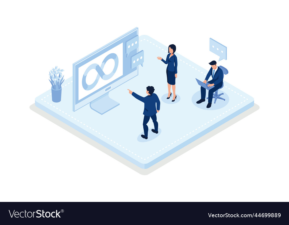 Technical support teams working together to build vector image Technical support teams working together to build