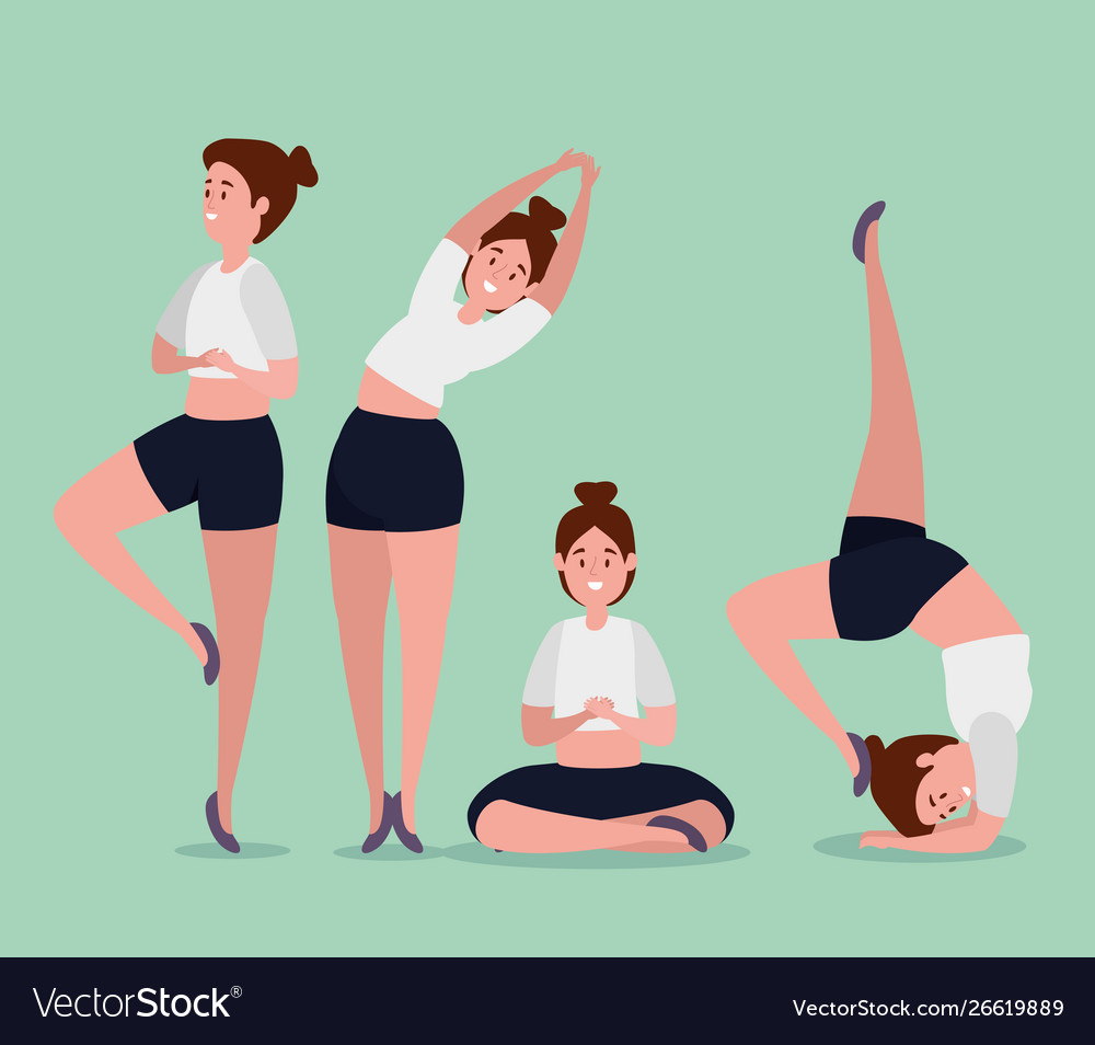 Women practice yoga exercise balance