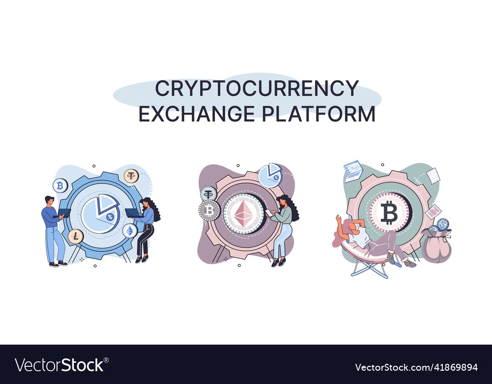 Cryptocurrency exchange platform and blockchain vector image Cryptocurrency exchange platform and blockchain