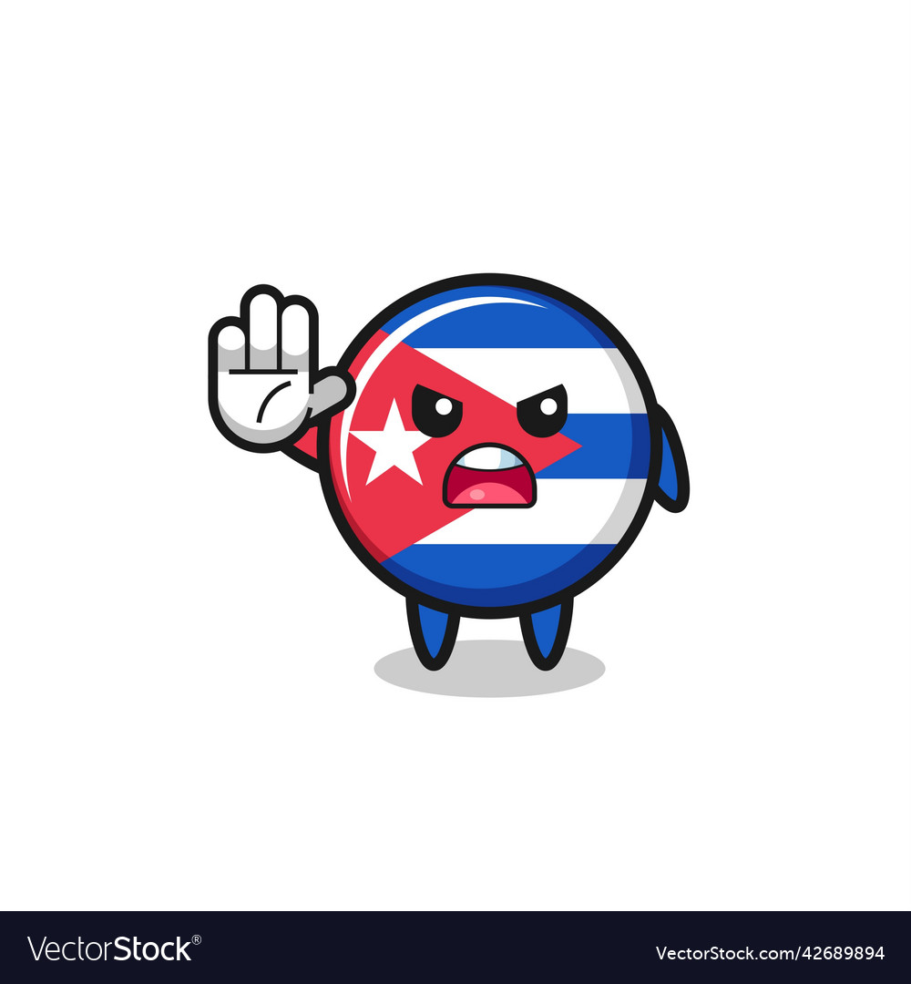 Cuba flag character doing stop gesture