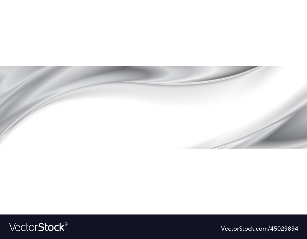 Grey smooth blurred glossy waves abstract banner Vector Image