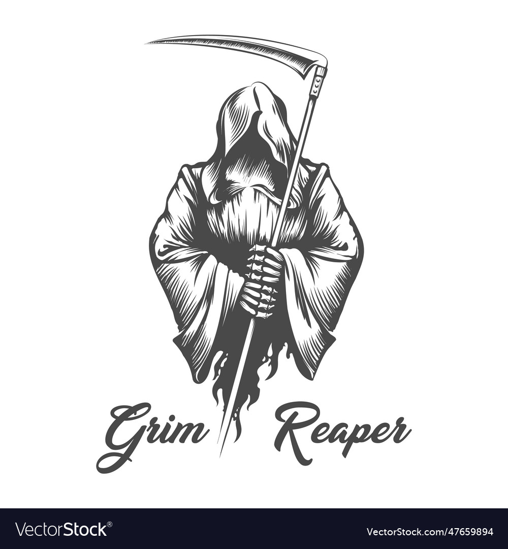 Grim reaper death with scythe monochrome Vector Image