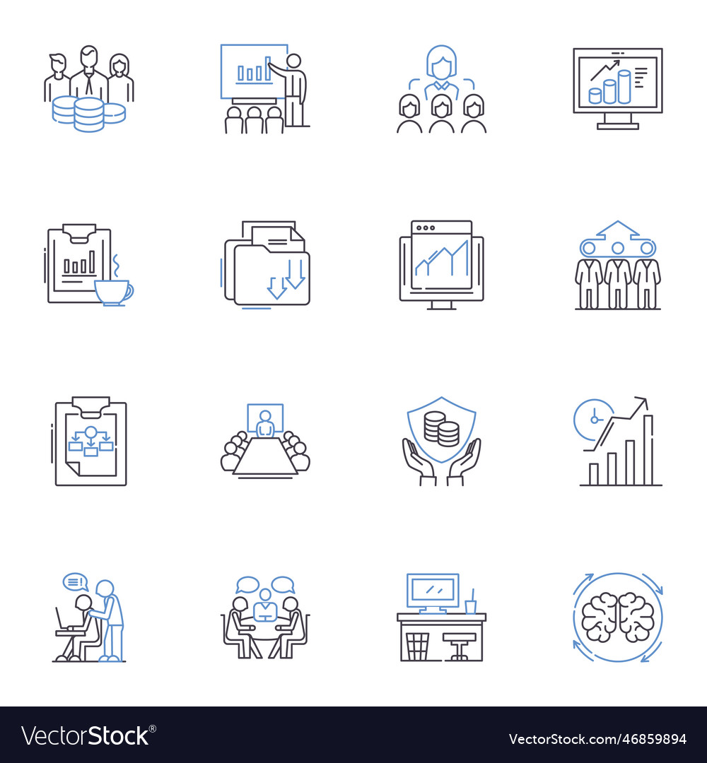 Information technology and automation line icons vector image Information technology and automation line icons