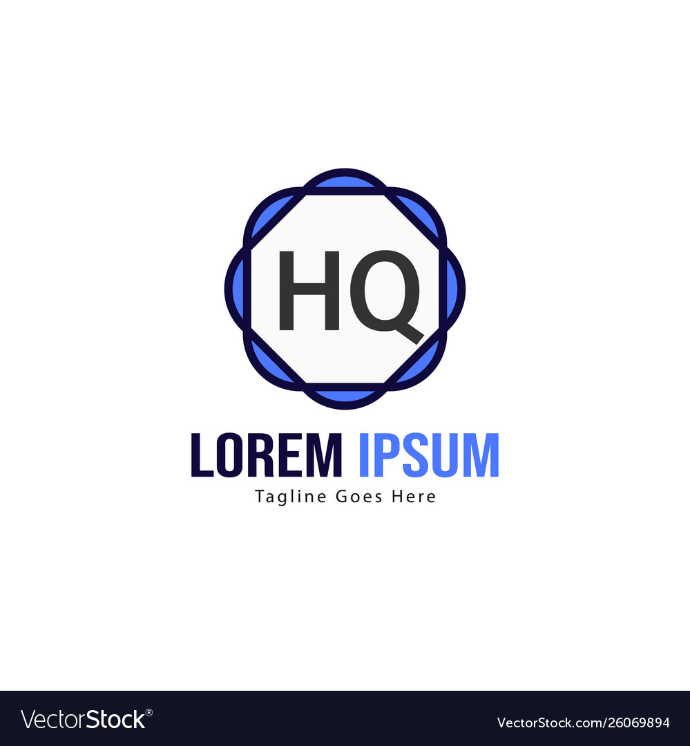 Initial hq logo template with modern frame Vector Image Initial hq logo template with modern frame