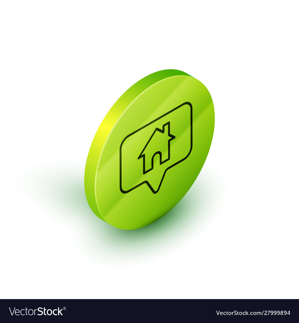 Isometric line map pointer with house icon vector image Isometric line map pointer with house icon