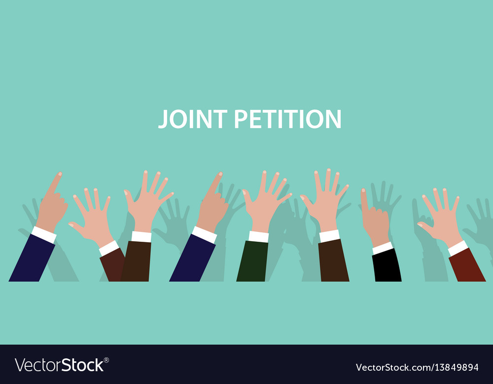 Joint petition concept with hands up