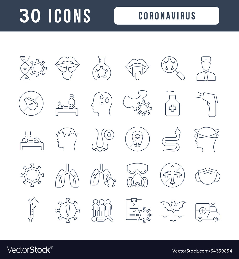 Line icons coronavirus Royalty Free Vector Image