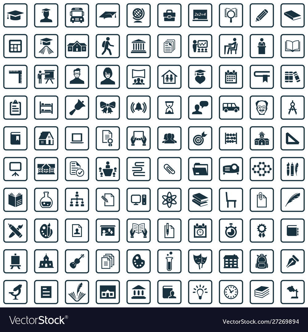 School 100 icons universal set for web and ui