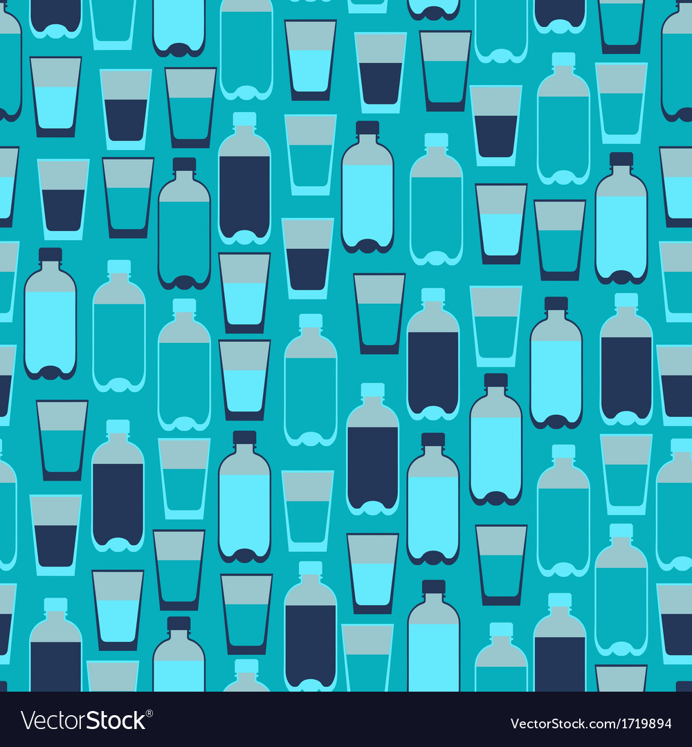 Seamless pattern with plastic bottles and glasses Vector Image