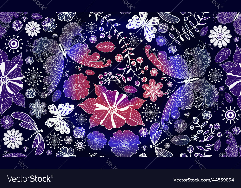 Seamless spring pattern with butterflies