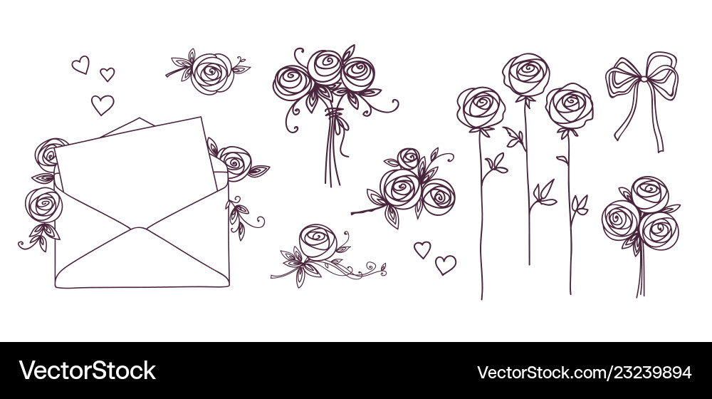 Set floral design elements Royalty Free Vector Image