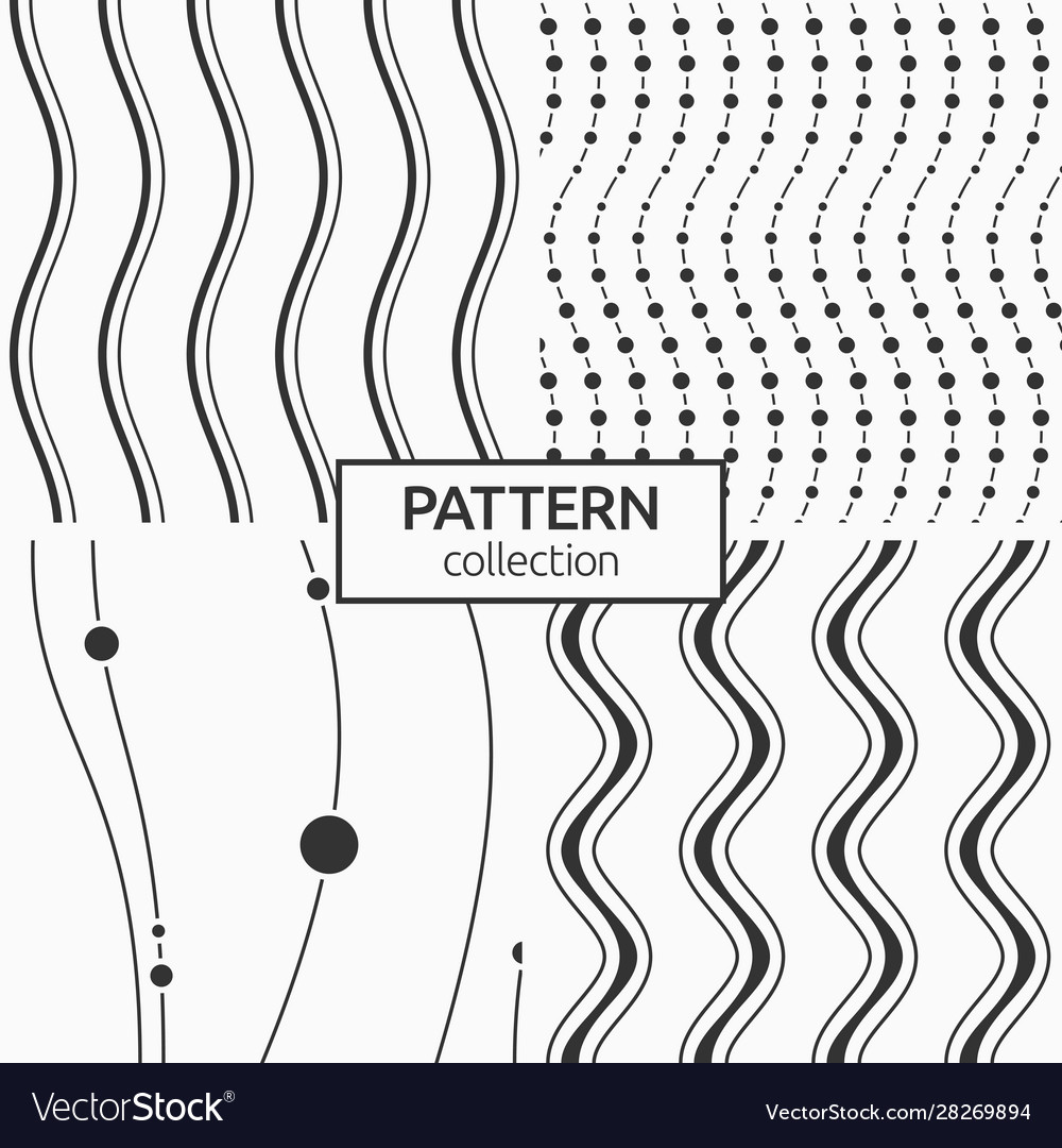 Set four seamless patterns smooth lines Vector Image Set four seamless patterns smooth lines