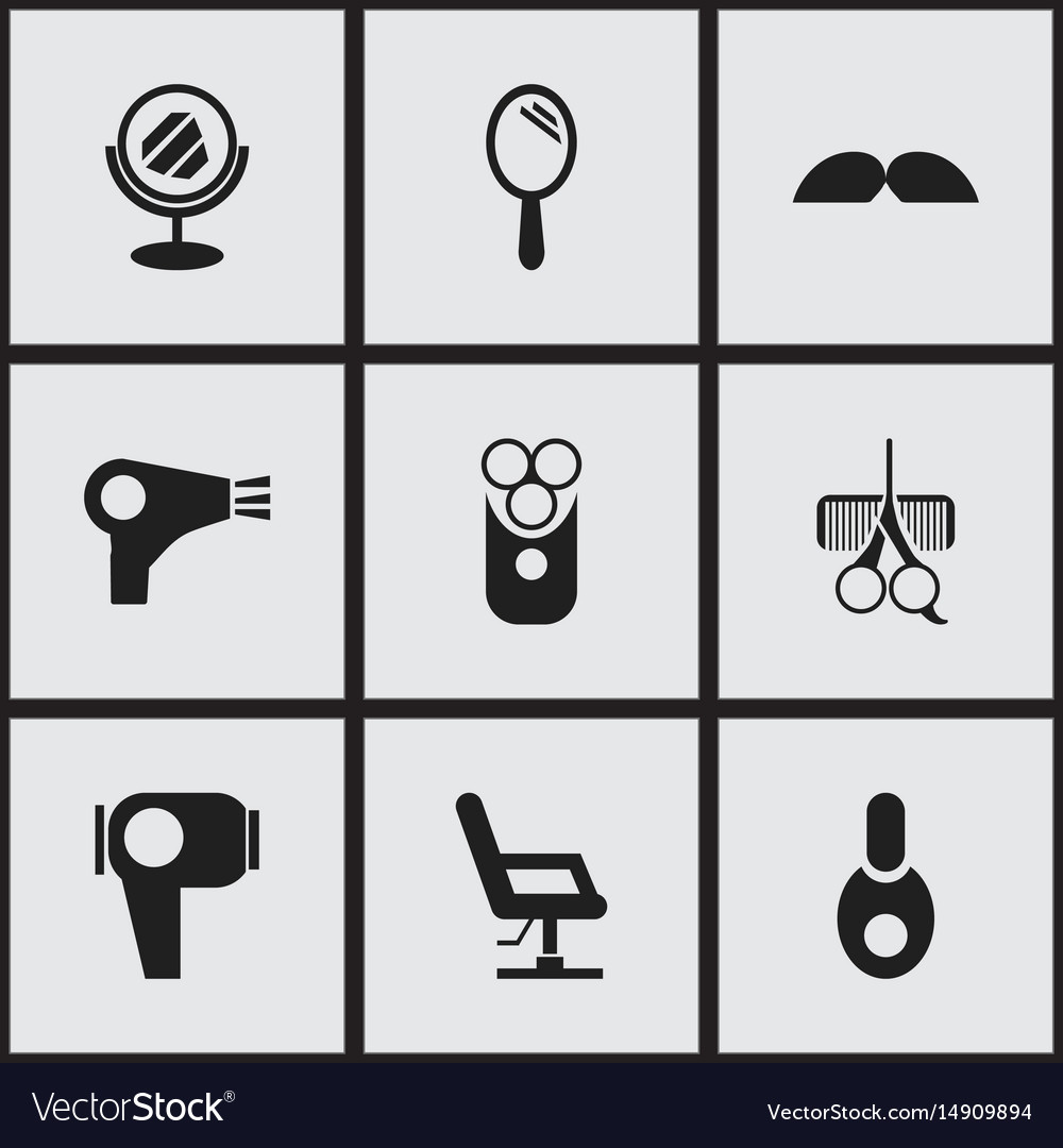 Set of 9 editable hairdresser icons includes