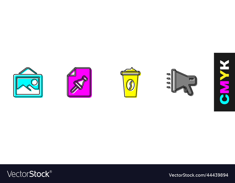 Set picture landscape note paper with push button vector image Set picture landscape note paper with push button