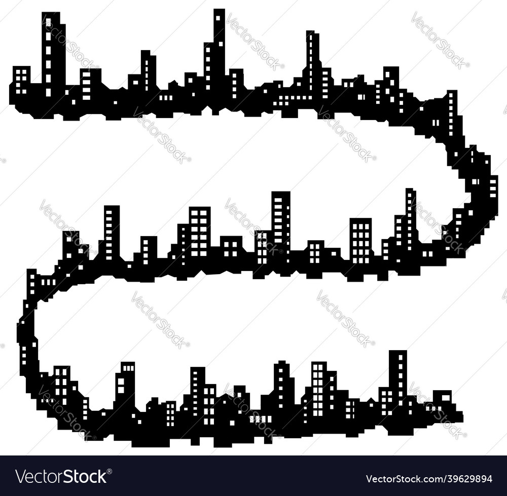 Skyline city snaking silhouette