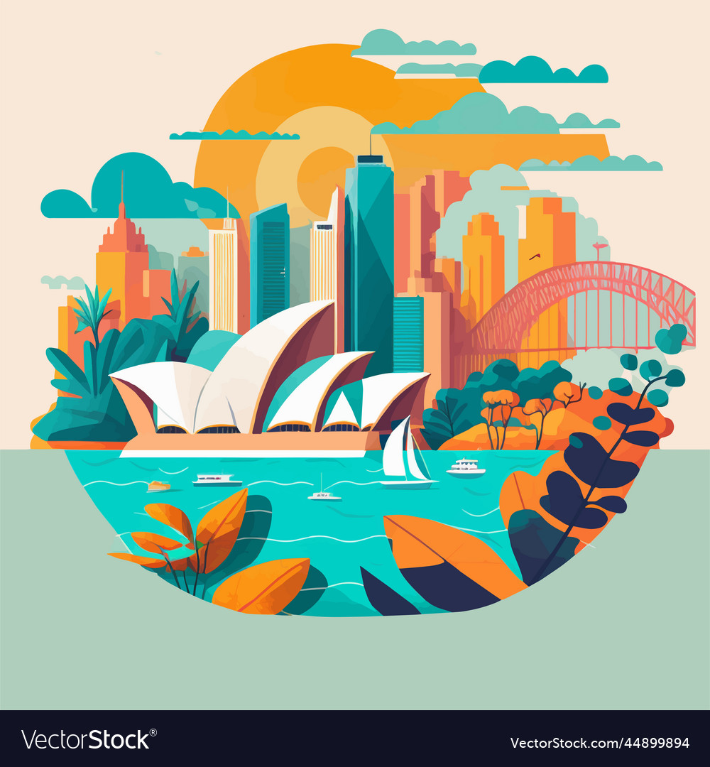 Sydney Australia Opera House Landmark Building Vector Image 0254