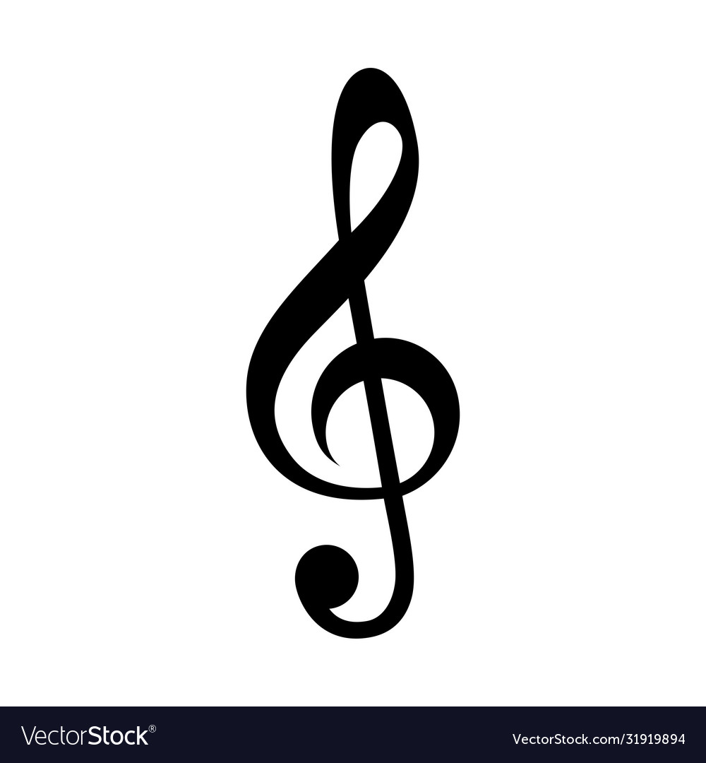 Treble clef icon music note isolated on white Vector Image