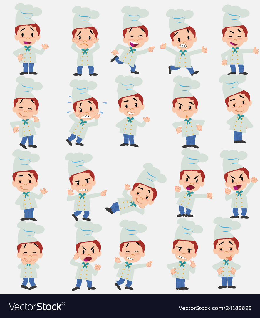 Cartoon character chef set with different vector image Cartoon character chef set with different