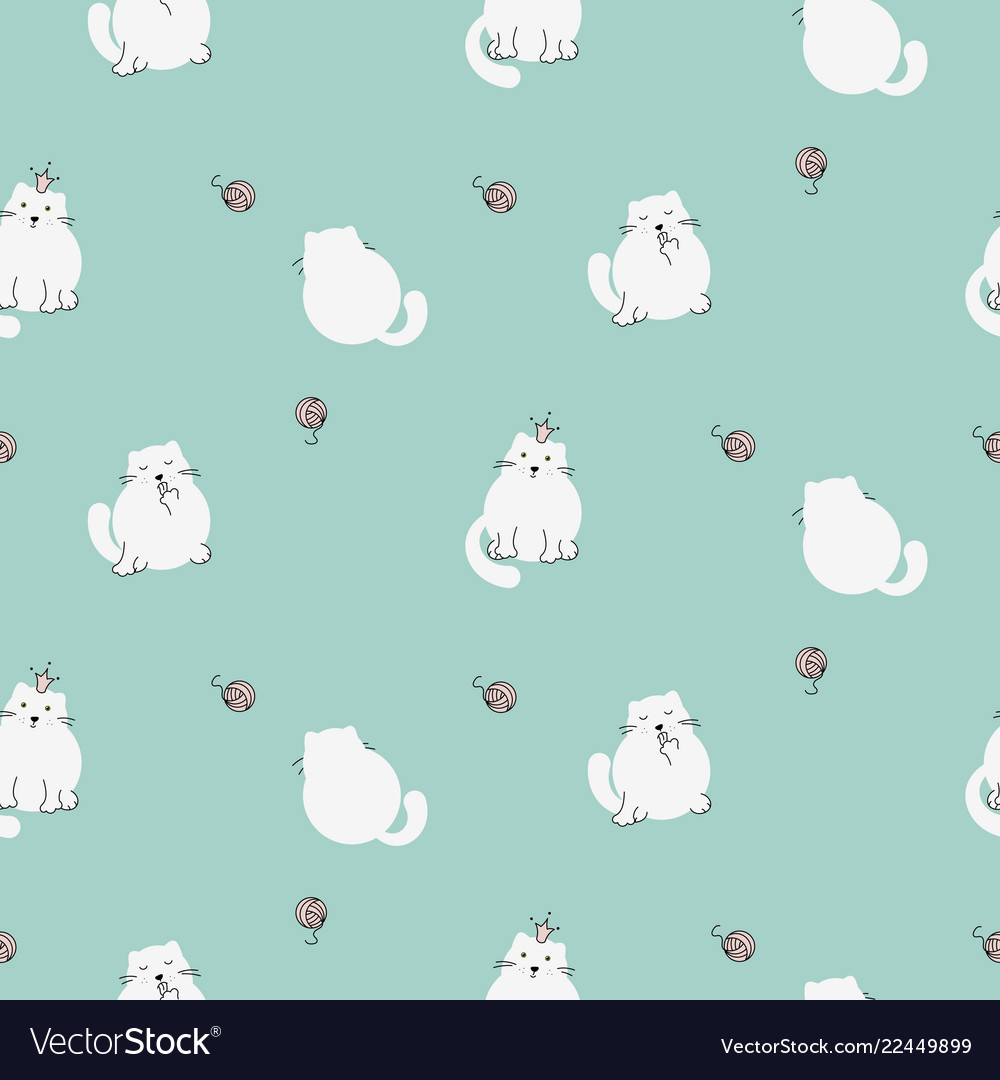 Cute kitty seamless pattern white cats